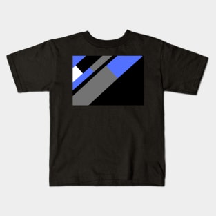 Blue,, White, Black, and Grey Rectangle and Triangle pattern Kids T-Shirt